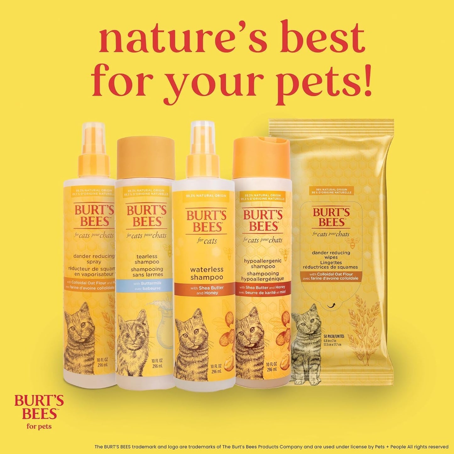 Burts Bees for Pets Hypoallergenic Cat Shampoo, Unscented, 10 Fl Oz, 2-Pk