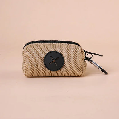 Canvas Dog Poop Bag Holder, Outdoor Pet Waste Bag Dispenser with Carabiner Clip, Animal Waste Collection Pouch