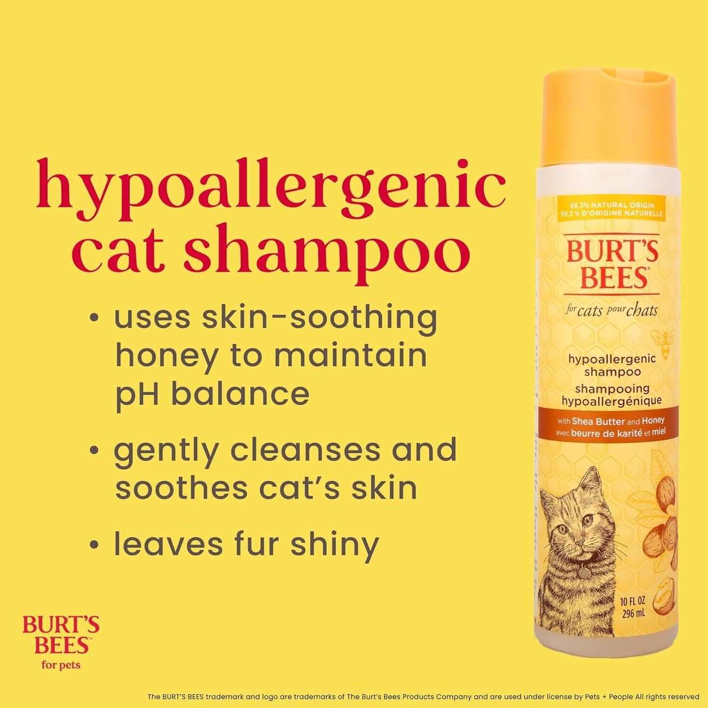 Burts Bees for Pets Hypoallergenic Cat Shampoo, Unscented, 10 Fl Oz, 2-Pk