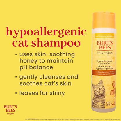 Burts Bees for Pets Hypoallergenic Cat Shampoo, Unscented, 10 Fl Oz, 2-Pk